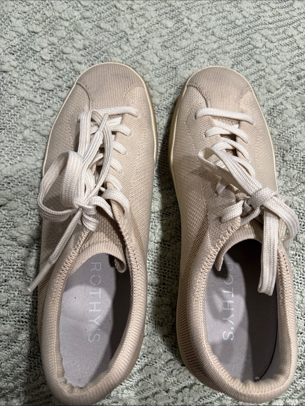 Rothy's mens Knit Lace-Up Sneakers in Light Beige